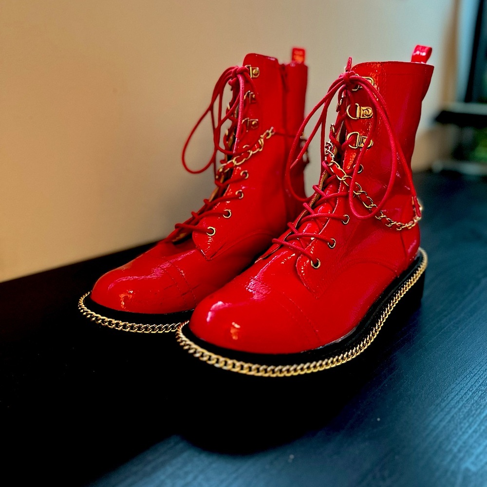 Synthetic Upper Balance Man Made Red Boots Size 10
